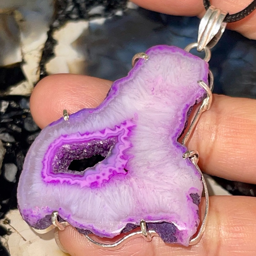 Drusy Solar Agate Pendant 2 1/2”